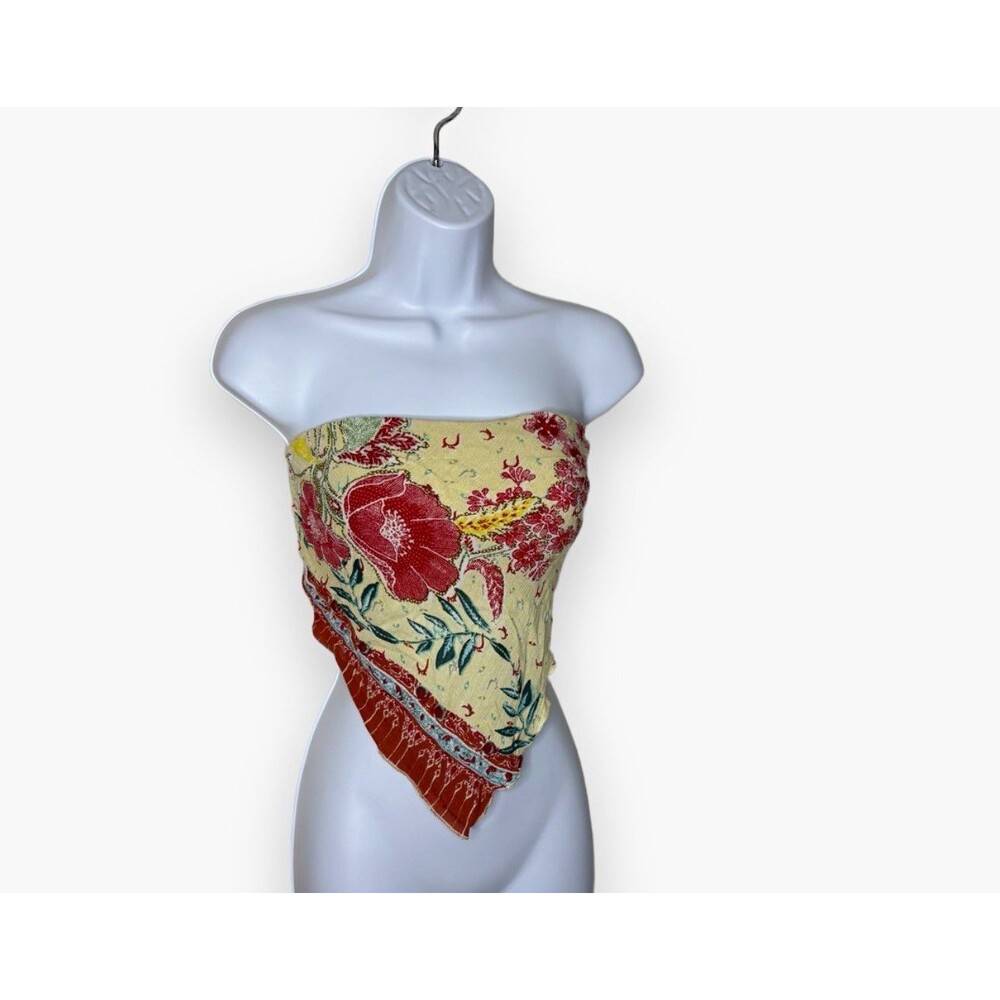Free People FP One Raya Floral Bandana Strapless Tube Crop Top Yellow Size s/m